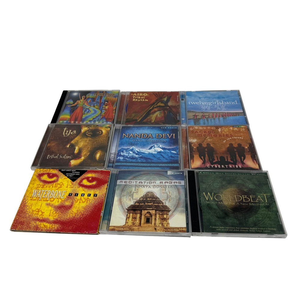 Lot of 9 World Music New Age CDs Tya Cybertribe Chinmaya Dunster Tribal Rhythm